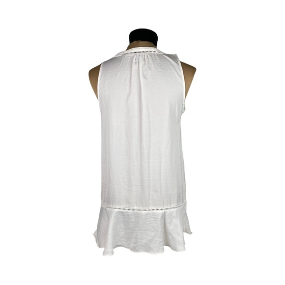 Mossimo Womens Sleeveless V-neck Flutter Hem Tie Neck Top Size S White - Picture 7 of 15